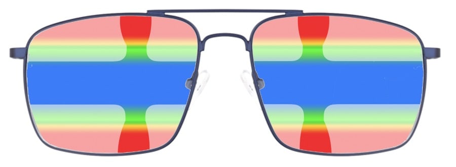 The picture shows an option for pilots. It is actually two progressive fields in one lens. One is in the upper part and one down below.