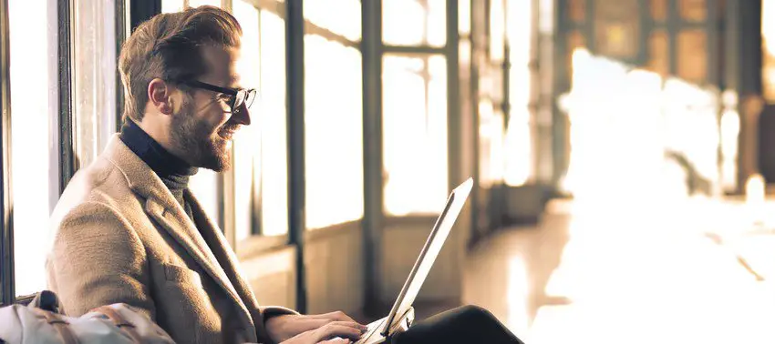 Am man reading with progressive glasses