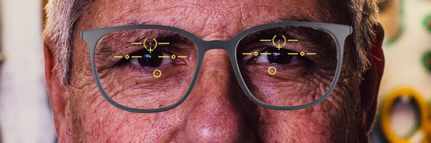 The picture shows progressive glasses that are centered too high. This will be a problem for distance vision