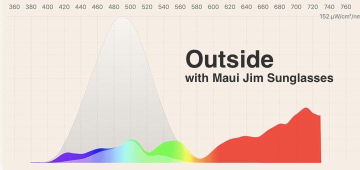 The picture shows the blue light filter in maui gum sunglasses