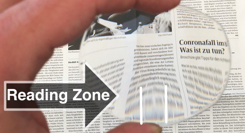 The picture shows a progressive lens and how big the reading zone is.