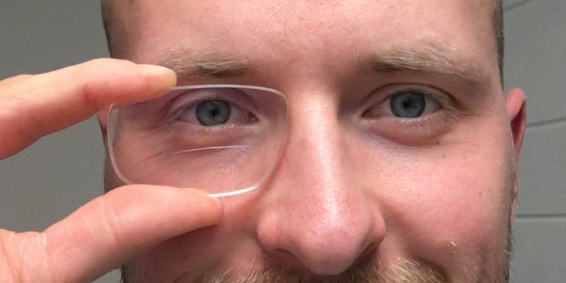 THe picture shows Michael Penczek with a bifocal lens