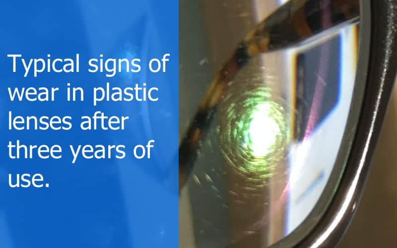 the picture shows typical signs of wear in plastic lenses