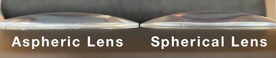 th picture shows the difference in thickness with a aspheric lens and an spherical lens design
